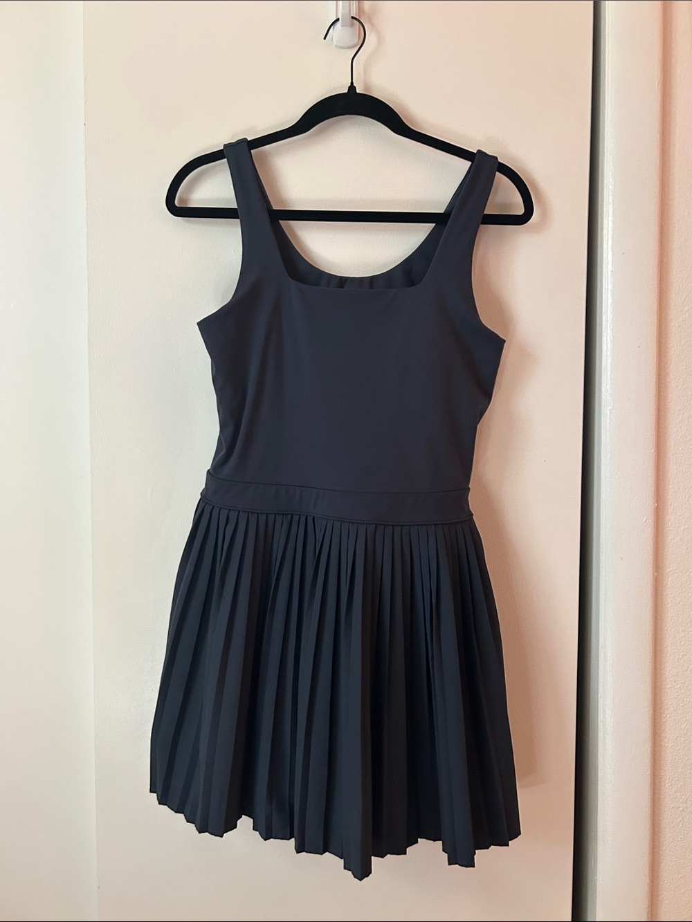 Classic Pleated Tank Dress in Dark Gray